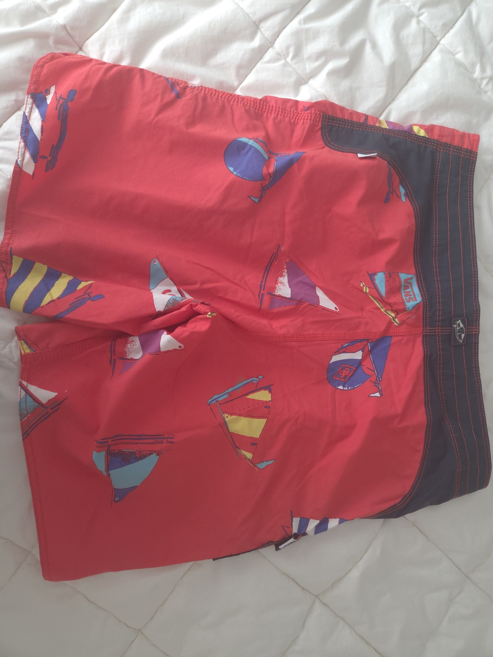 Vans Red and Black Sailboat Board Shorts - Picture 2 of 5